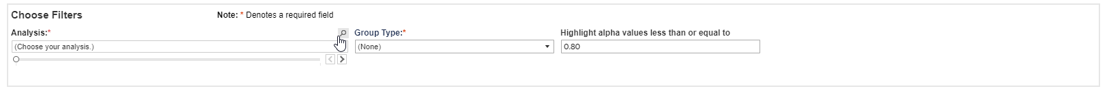 Choose filters for reliability dashboard